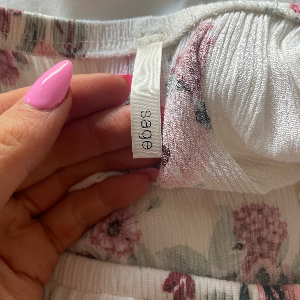 Sage white floral OTS romper - S - Picture 8 of 14